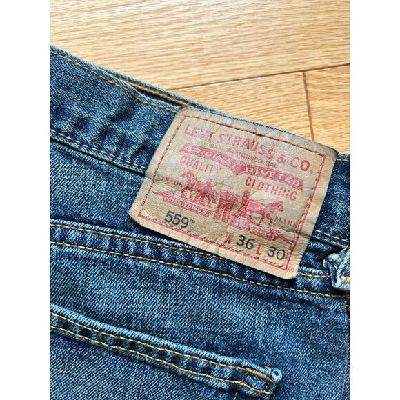 Vintage Levi’s 559 Made in Mexico Relaxed Straight Jeans Dark Blue Size 36X30 JJ - Picture 2 of 11